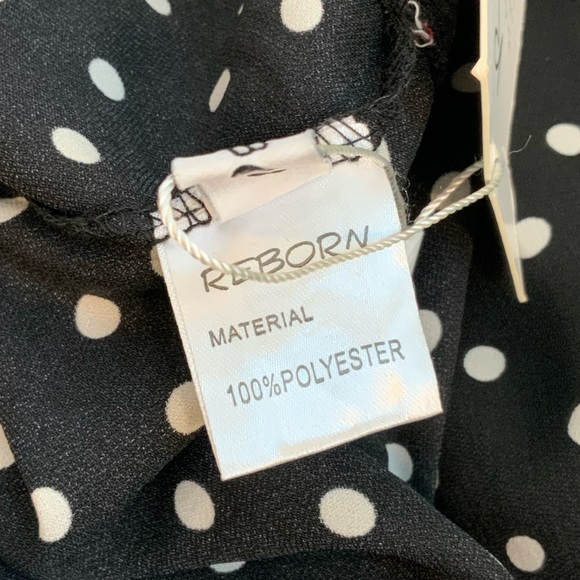 Polka Dot Cold Shoulder Black Chiffon Blouse - Picture 8 of 9